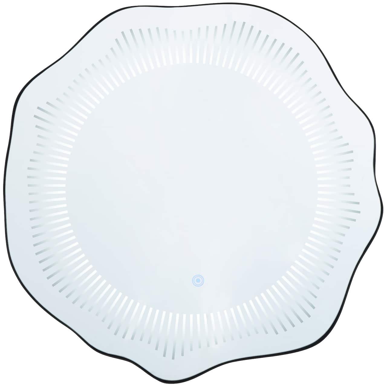 26" Multicolored Glass Wavy LED Room Wall Mirror with Radial Pattern